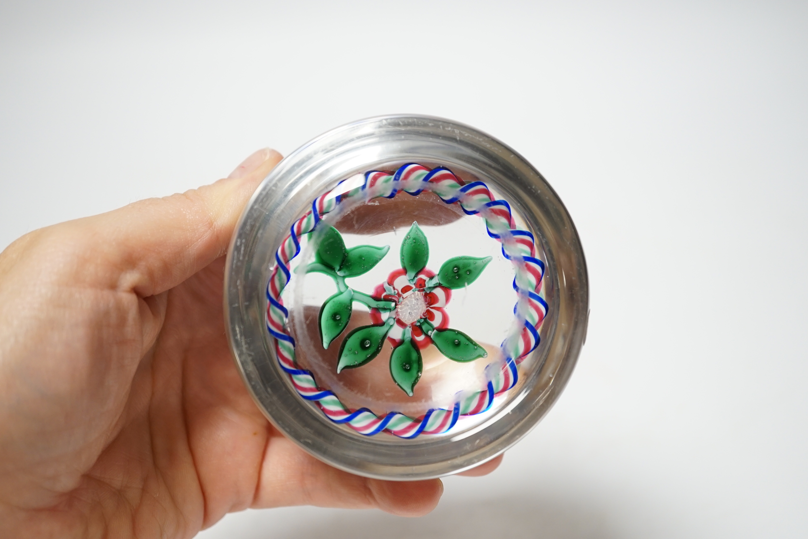 A Belgian glass ‘flower’ paperweight, 8cm diameter